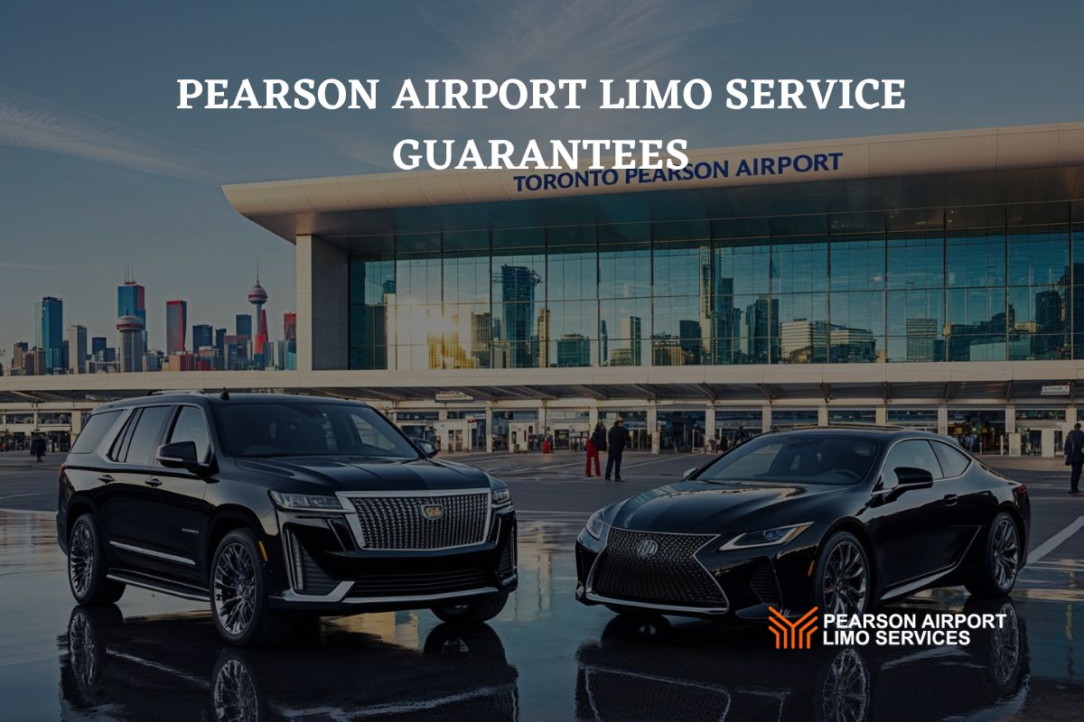 A luxury limousine waiting at Pearson Airport, ensuring punctual and comfortable transportation for travelers.