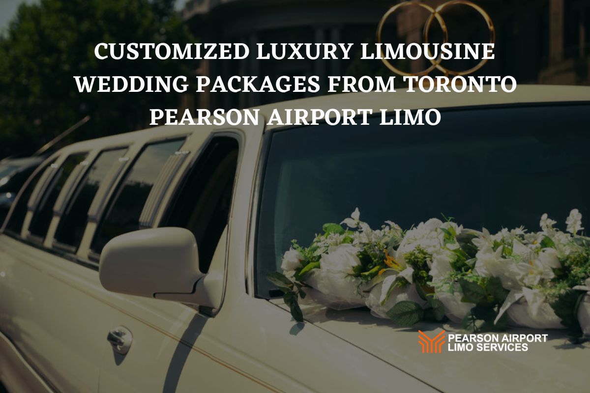 white wedding limousine decorated with flowers by Toronto Pearson Airport Limo Service